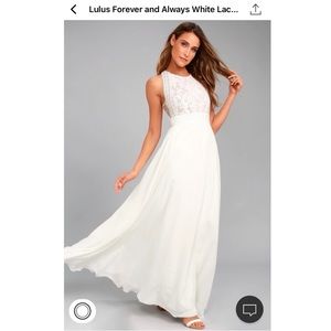 Lulu’s Always and Forever white lace dress